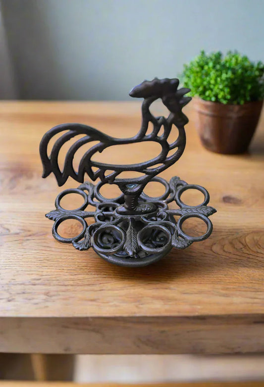 Rooster Farmhouse Eggs Holder Cast Iron
