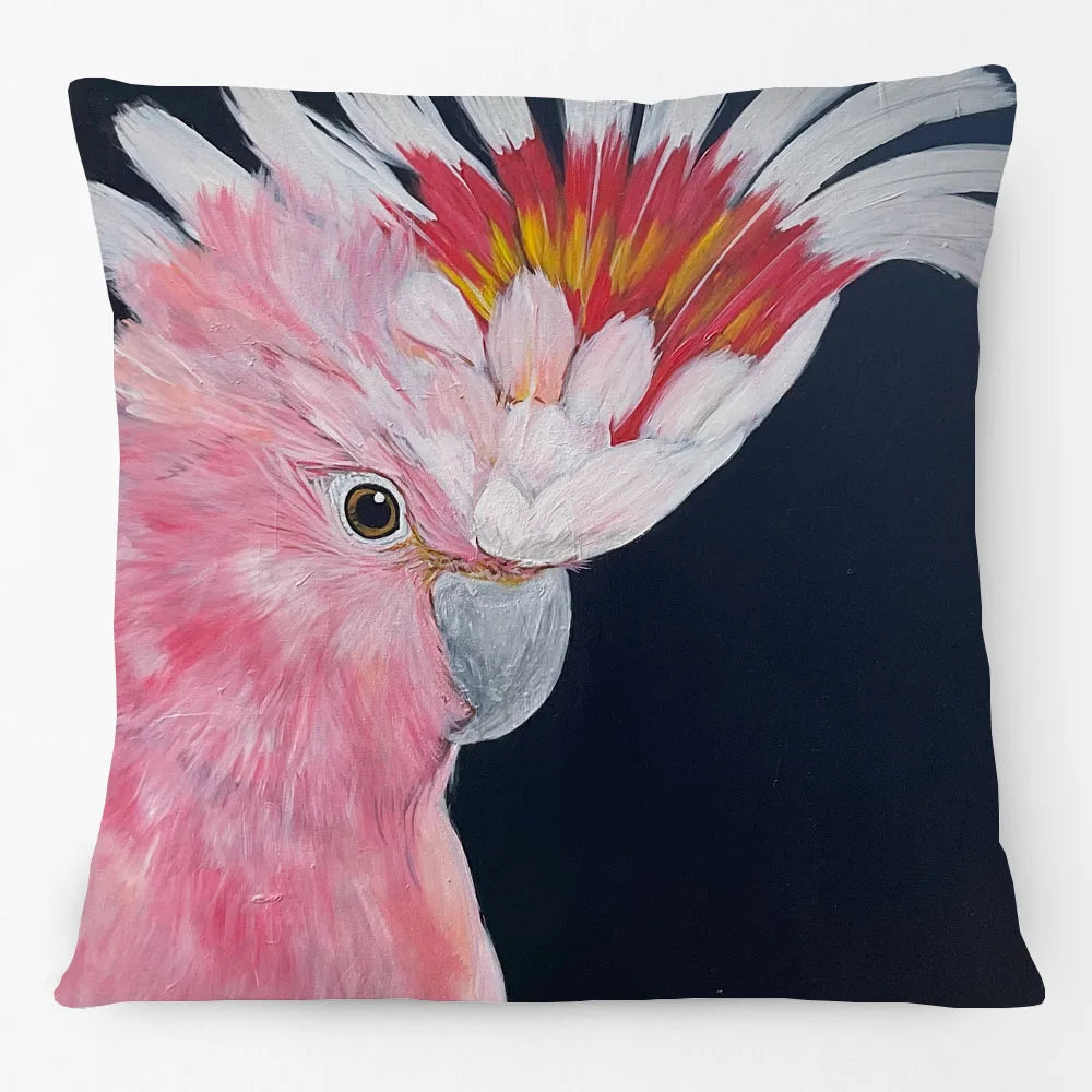 Australian Bird Cushion Cover | Cockatoo Galah Linen 45cm