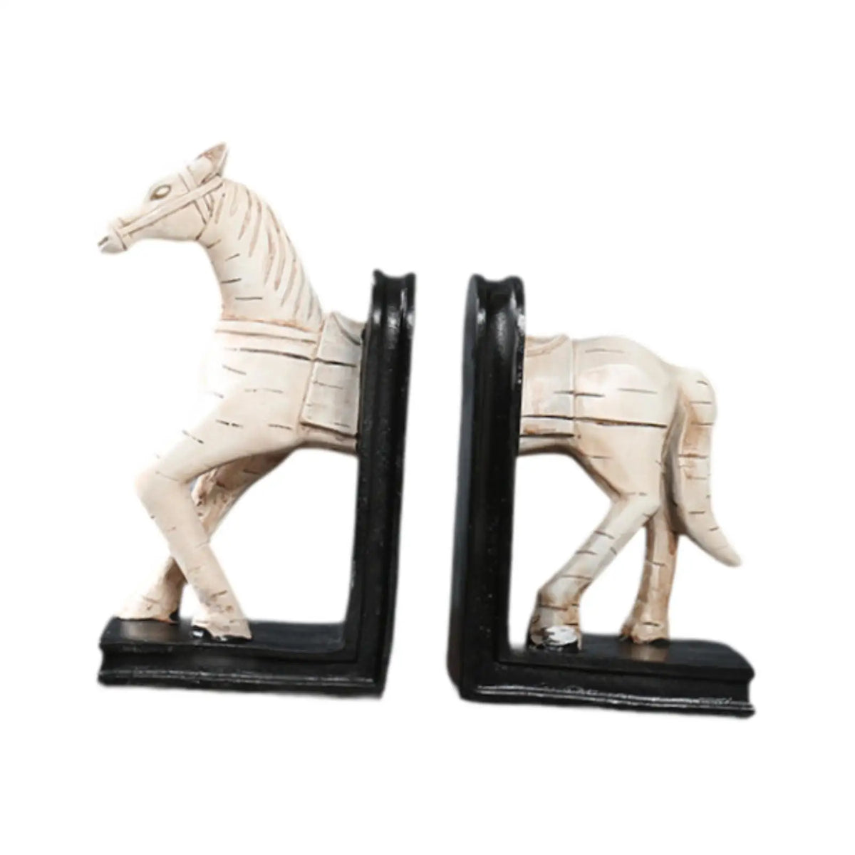Horse Bookends | Country French Provincial Resin | Set of 2 | Shelf Décor