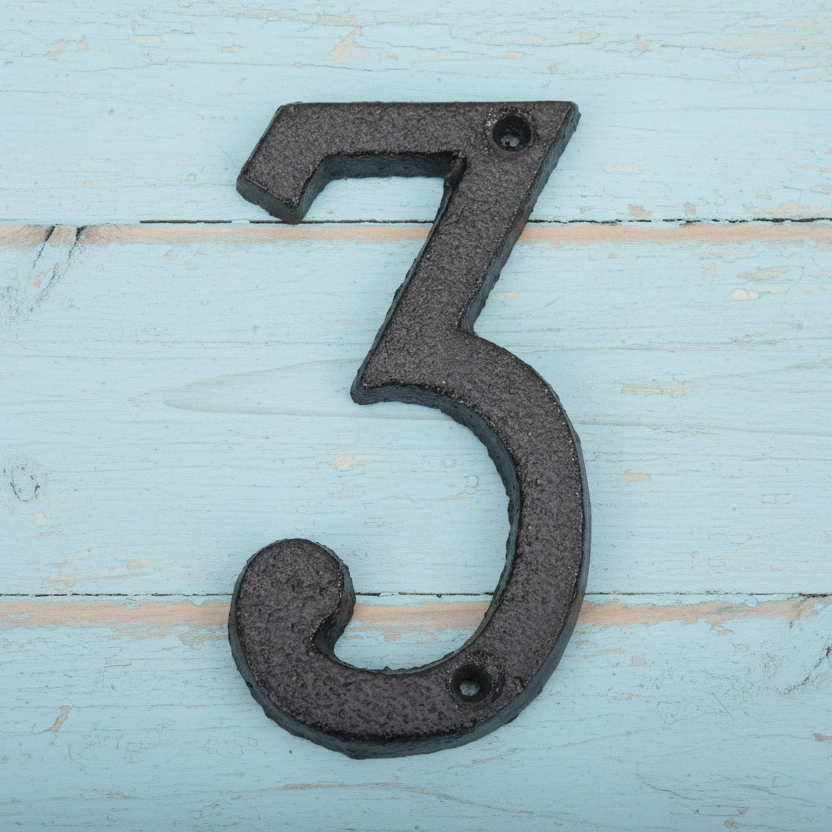 Cast Iron House Numbers 8cm | Vintage Door Plate Number Sign