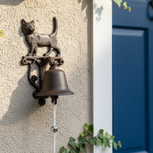 Cast Iron Cat Doorbell - Rustic Door Bell Vintage Hardware