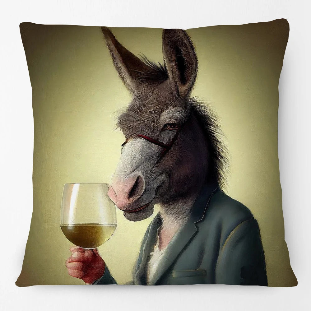 Cushion Cover Wine Bar Vintage Fun Cheetah Donkey Kangaroo