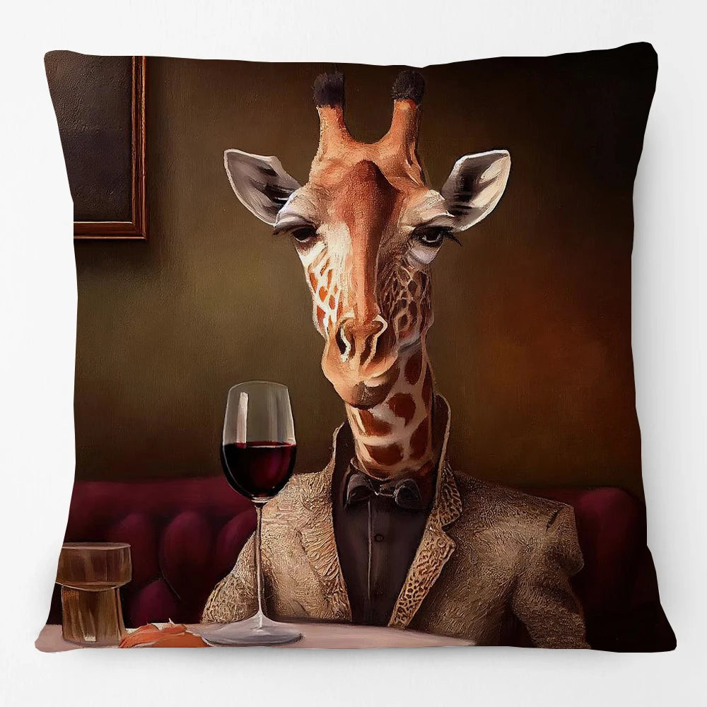 Cushion Cover Vintage Wine Bar Animal Print 45cm | Cheetah Kangaroo Donkey & More