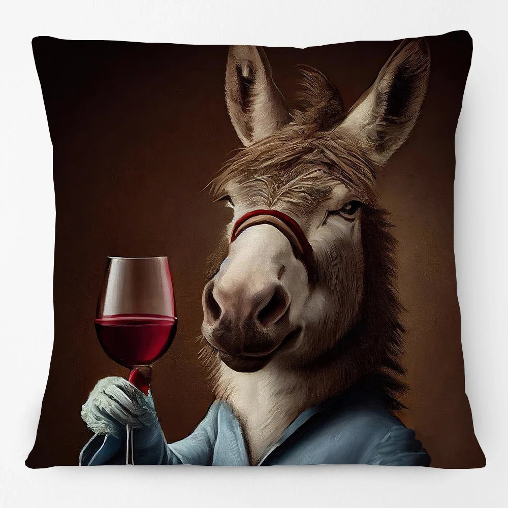 Cushion Cover Vintage Wine Bar Animal Print 45cm | Cheetah Kangaroo Donkey & More