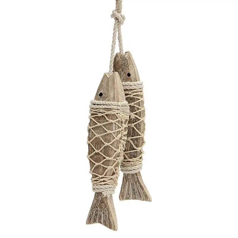 2pcs Hand Carved Wood Fish Decoration - The Renmy Store Homewares & Gifts