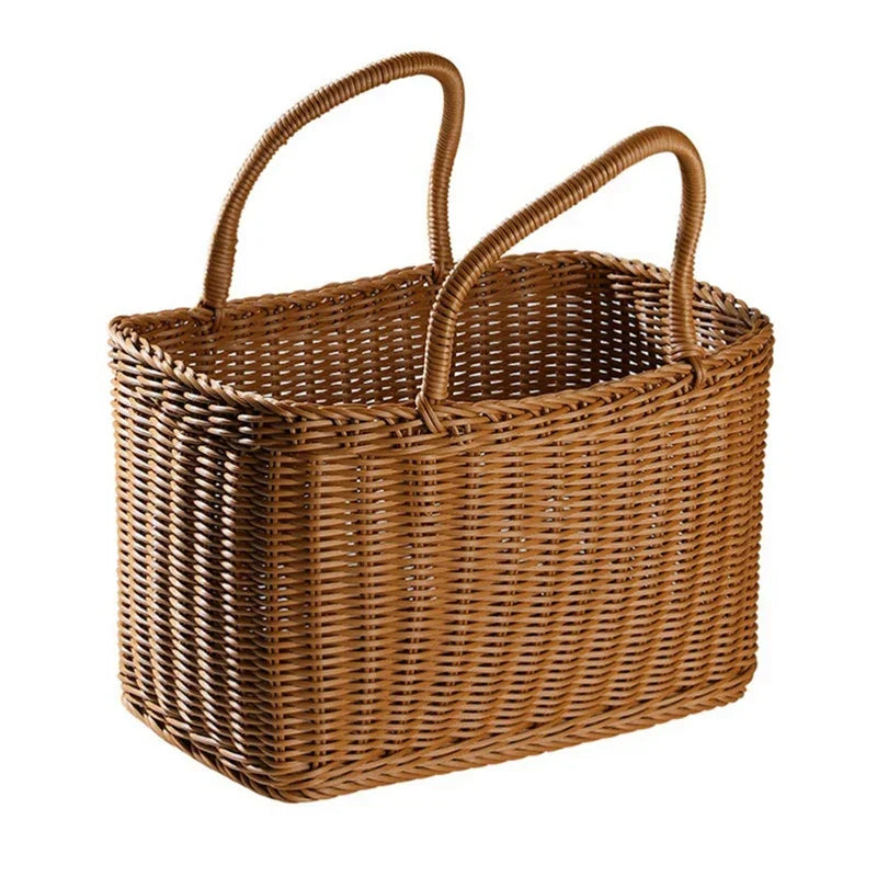 Shopping Basket Market Vegetable Woven Rattan Style