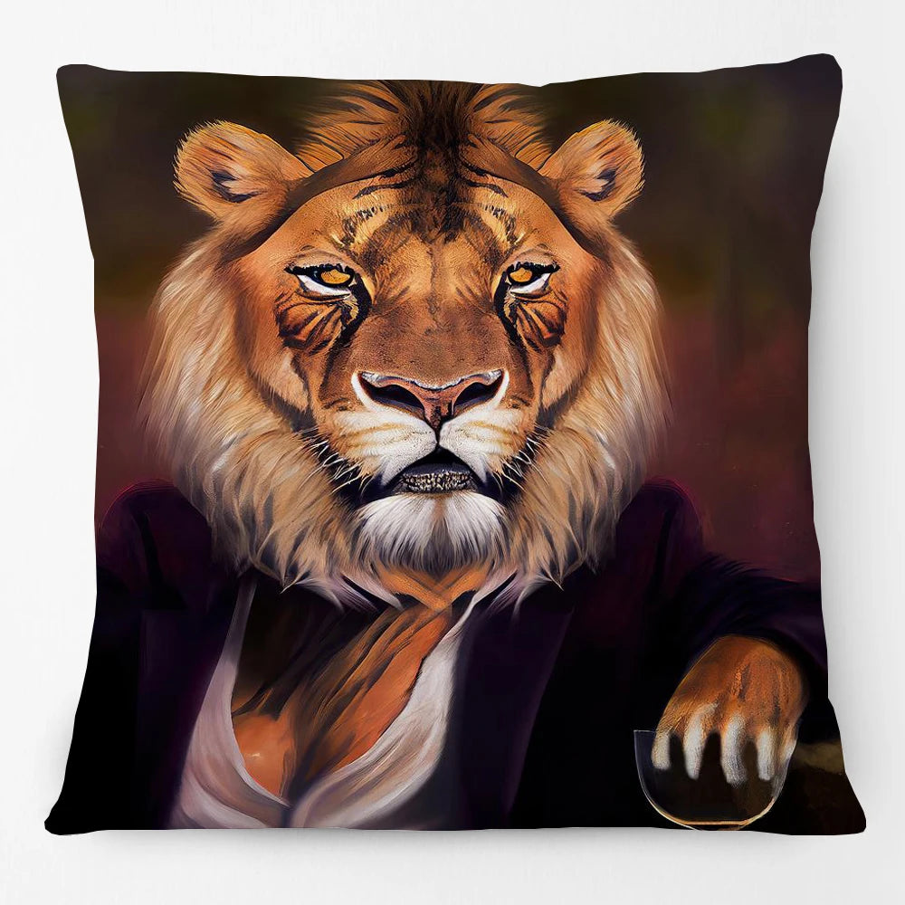 Cushion Cover Vintage Wine Bar Animal Print 45cm | Cheetah Kangaroo Donkey & More