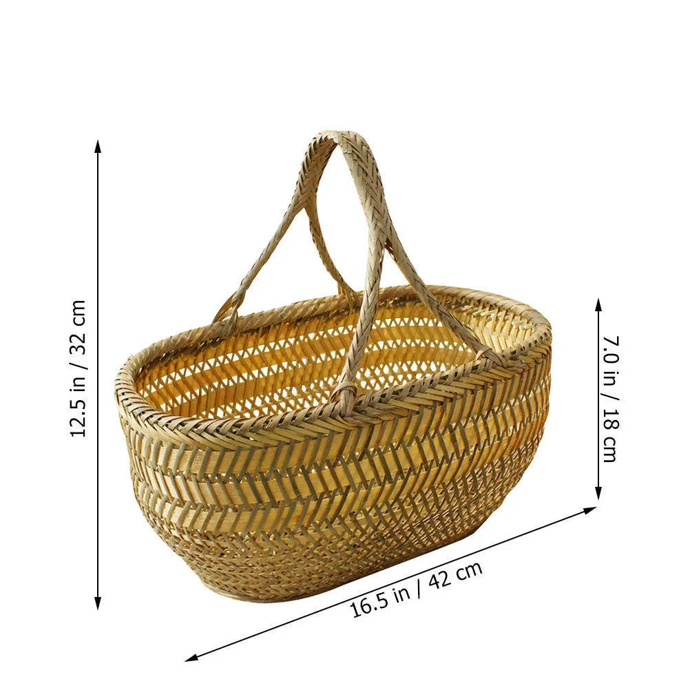 Basket Bamboo Garden Harvest Shopping