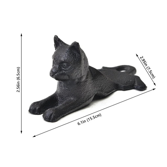Cat Kitty Cast Iron Door Stop 15.5cm x 7.5cm | Farmhouse Coastal Decor