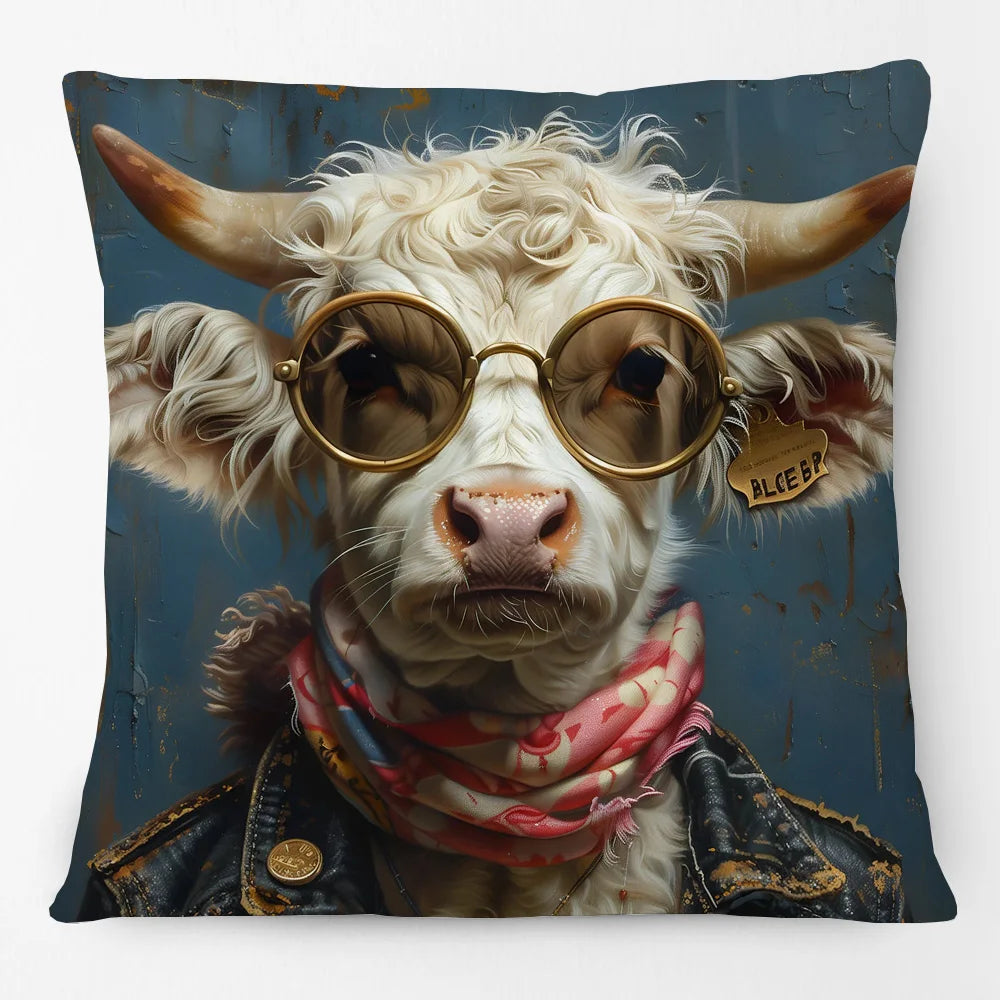 Cushion Cover Funky Farm Vintage Animals | Fox Highland Cow Sheep Alpaca Goat Donkey Horse