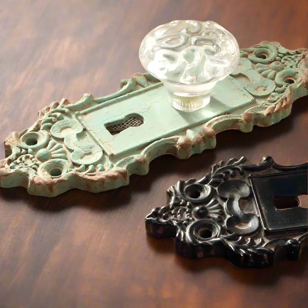 Door Hook Handles Vintage Black Green Metal