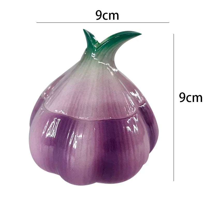 Garlic Ceramic Storage Jar | Purple Vintage Kitchen Canister