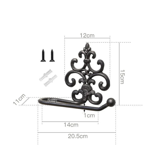 Vintage Cast Iron Toilet Roll Holder | Ornate Scrollwork Bathroom Decor