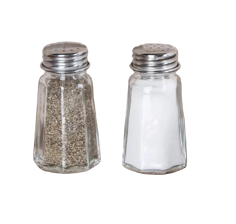 Salt and Pepper Shaker Set Glass Kitchen - 7.5x3.8cm