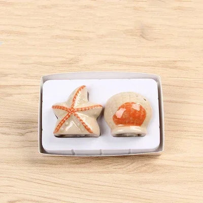 Salt Pepper Shaker Set Starfish Shell Ceramic - The Renmy Store Homewares & Gifts