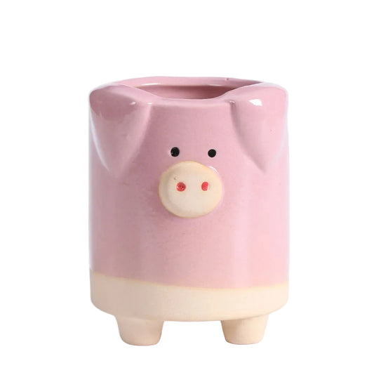 Pink Pig Planter Pot | Ceramic Succulent & Cactus Pot 7x10.5cm