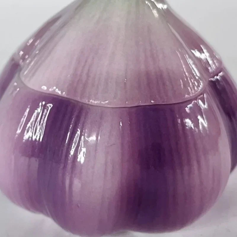 Garlic Ceramic Storage Jar | Purple Vintage Kitchen Canister