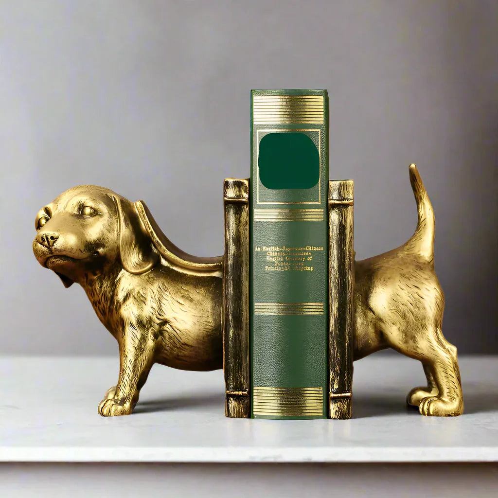 Bookends Dog Gold Vintage - The Renmy Store Homewares & Gifts