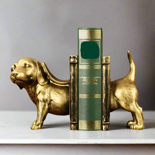Bookends Dog Gold Vintage - The Renmy Store Homewares & Gifts