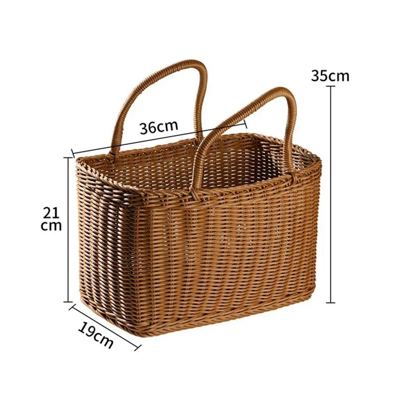 Shopping Basket Market Vegetable Woven Rattan Style