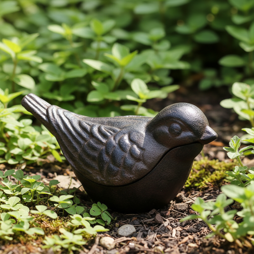 Key Hide Bird Rustic Cast Iron | Garden Ornament Secret Key Storage