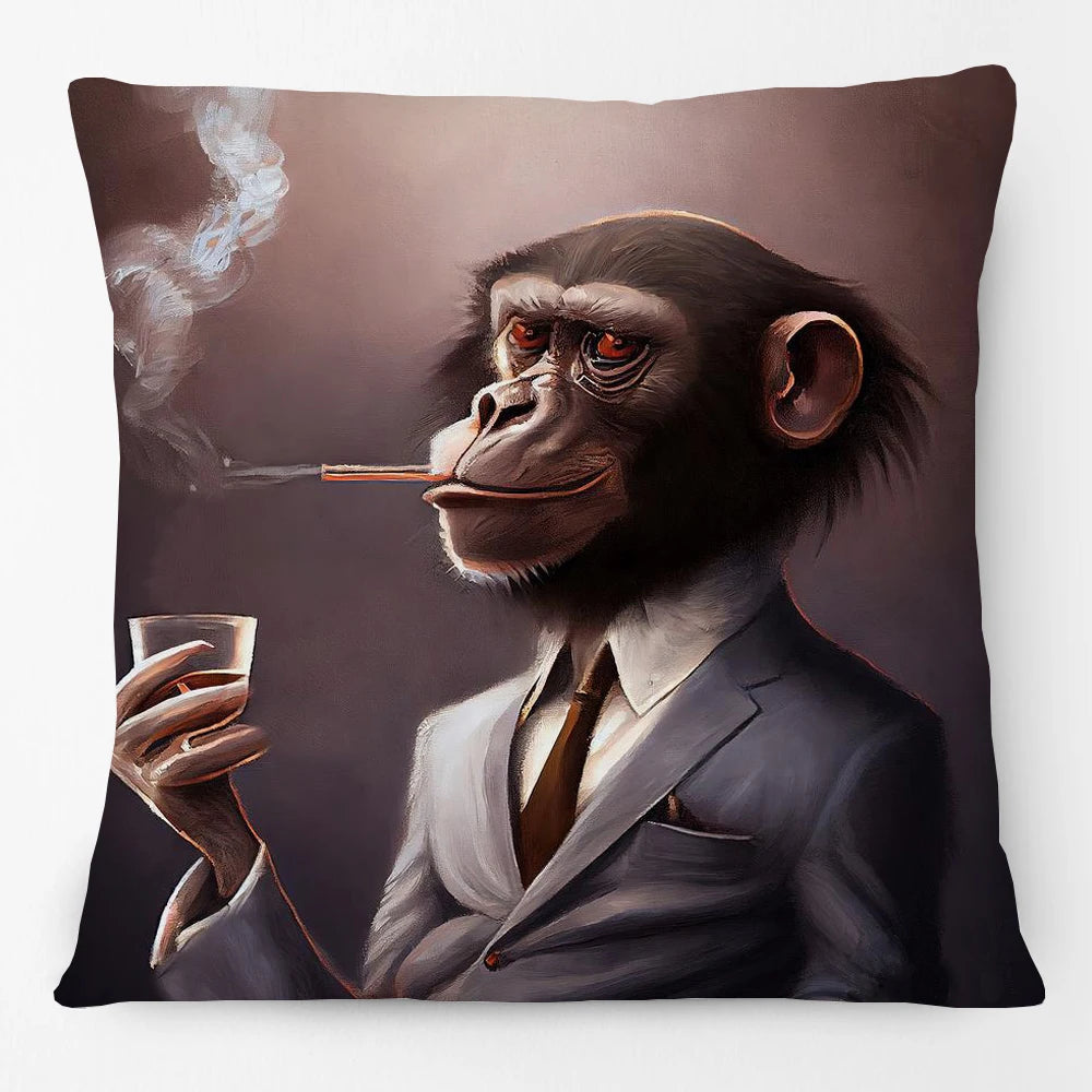 Cushion Cover Vintage Wine Bar Animal Print 45cm | Cheetah Kangaroo Donkey & More
