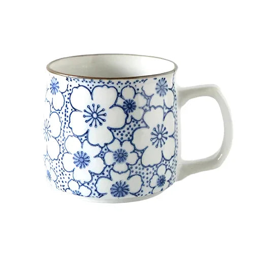 Mug Cup Tea Coffee Hand-painted Blue White Floral - The Renmy Store Homewares & Gifts