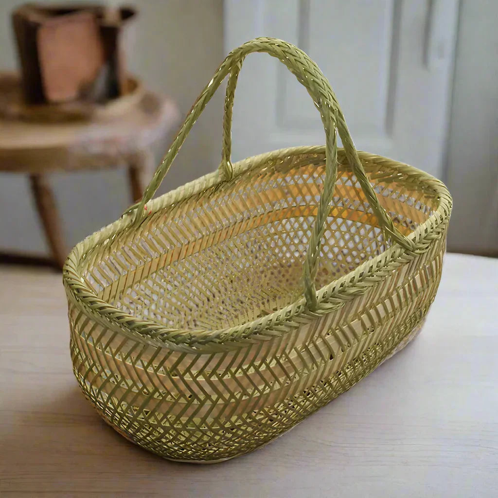 Basket Bamboo Garden Harvest Shopping