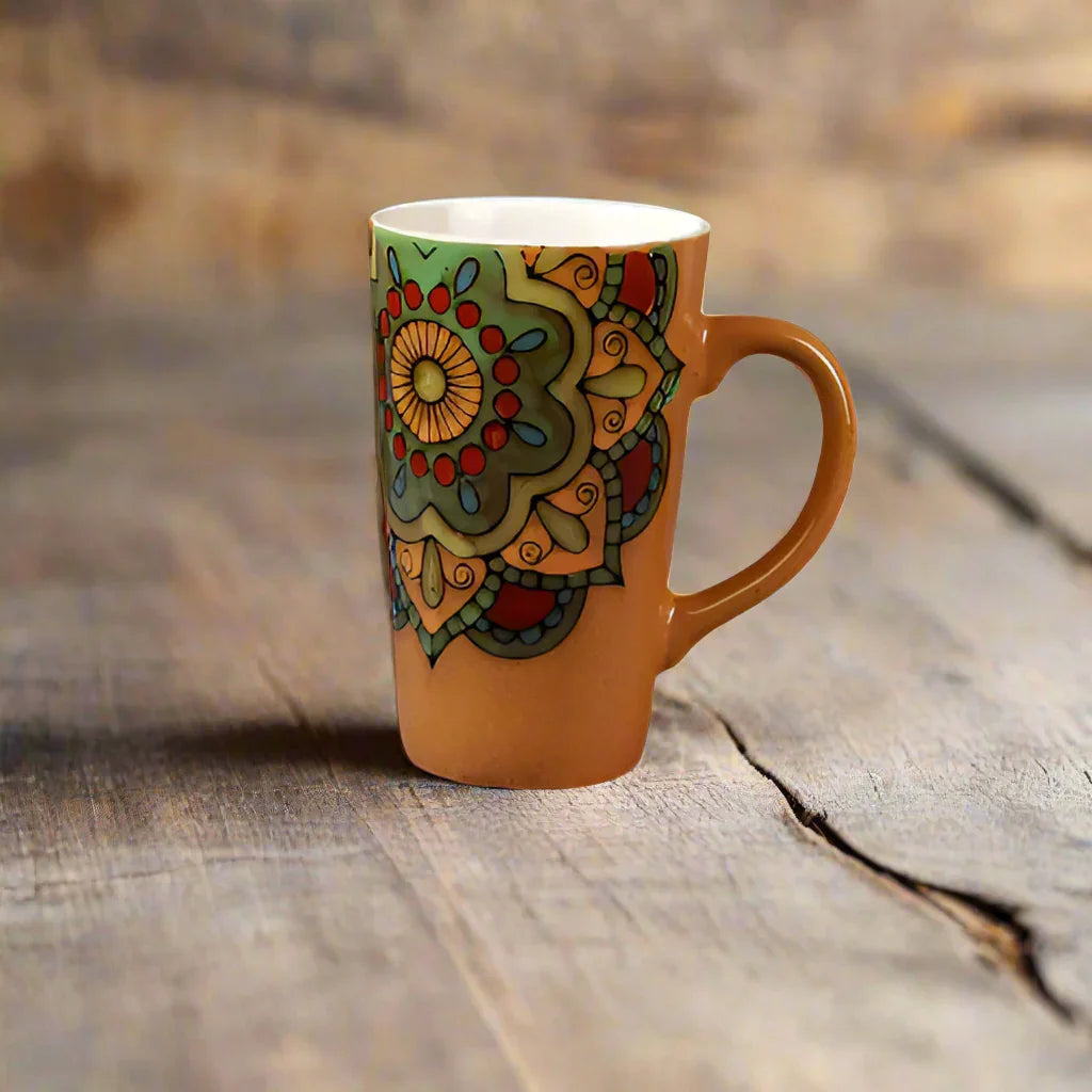 Mug Cup Tea Coffee Mandala Boho Orange - The Renmy Store Homewares & Gifts