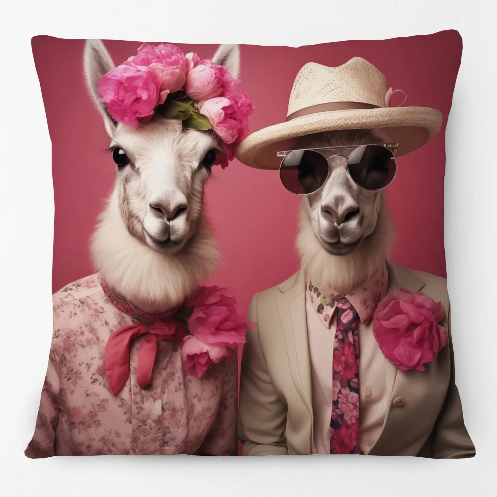 Cushion Cover Funky Farm Vintage Animals | Fox Highland Cow Sheep Alpaca Goat Donkey Horse