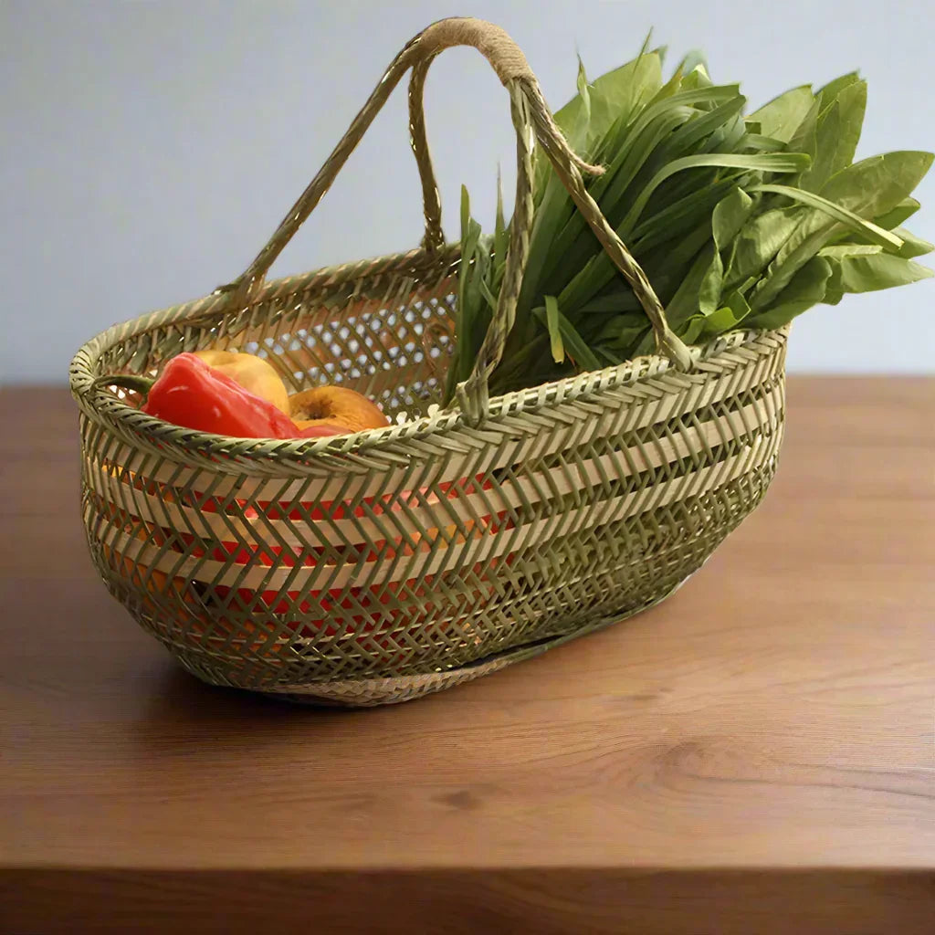 Basket Bamboo Garden Harvest Shopping