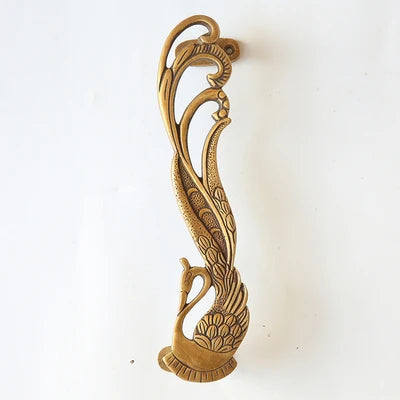 Solid Brass Peacock Door Handle | Vintage Phoenix Pull Handle | Wardrobe, Cabinet & Front Door