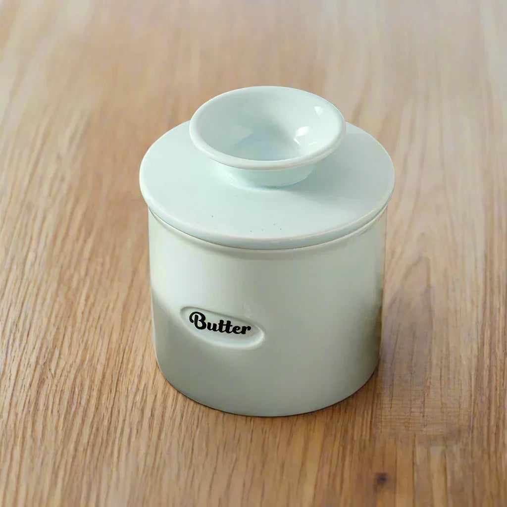 Butter Crock Retro Vintage Light Blue Ceramic Butter Cup
