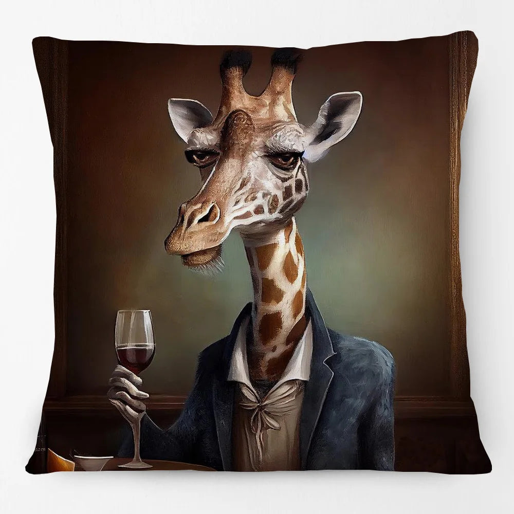 Cushion Cover Vintage Wine Bar Animal Print 45cm | Cheetah Kangaroo Donkey & More