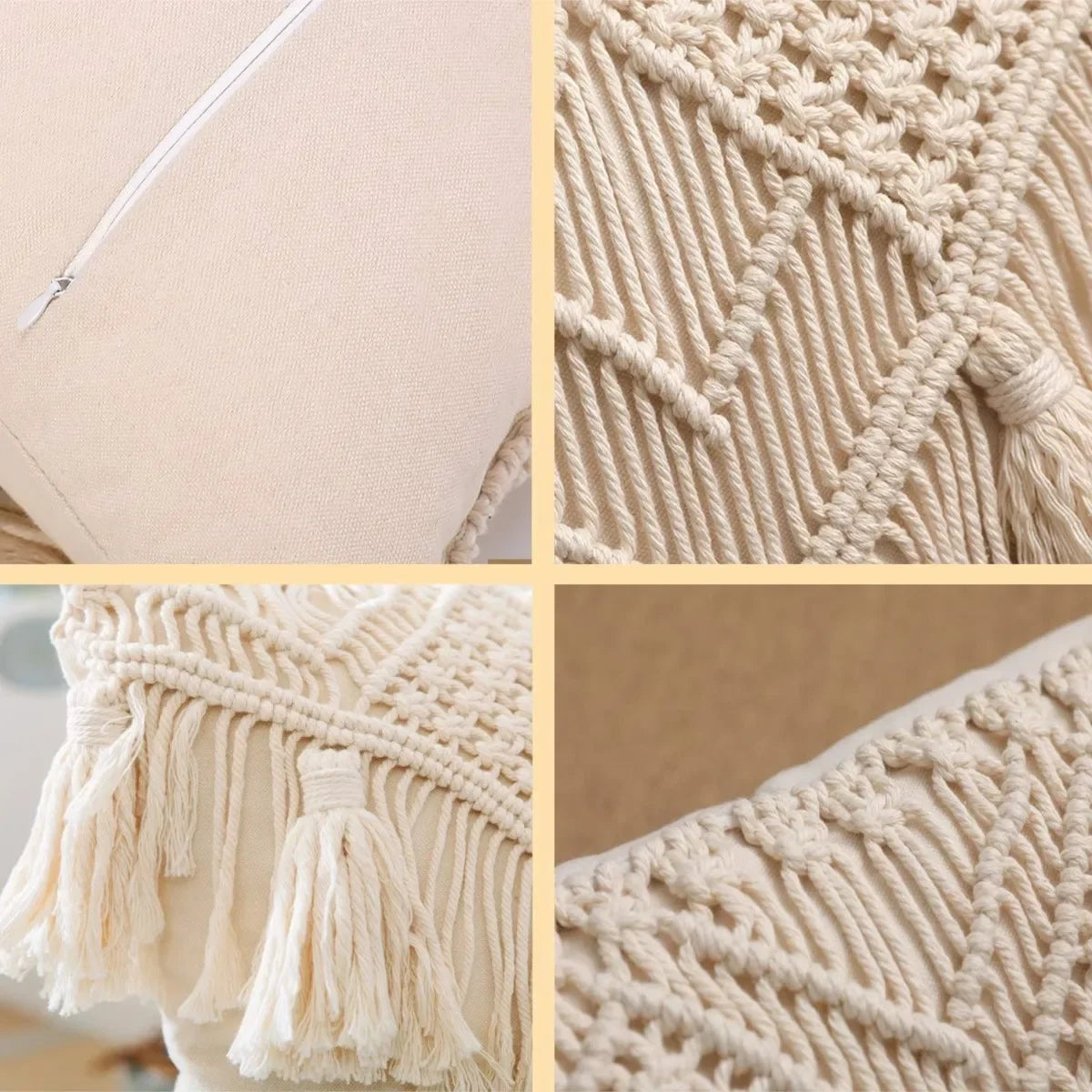 Cushion Cover Pillow Macrame Boho Woven