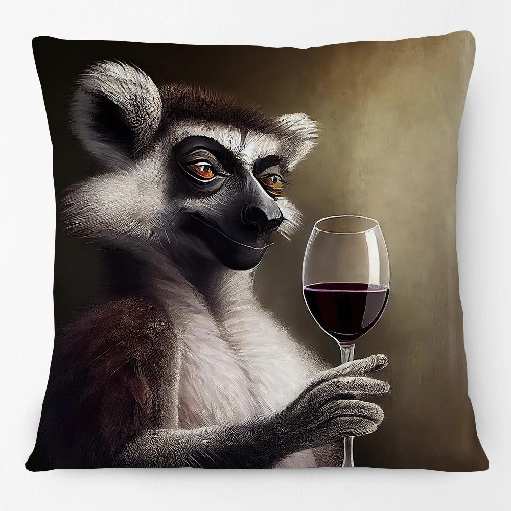 Cushion Cover Vintage Wine Bar Animal Print 45cm | Cheetah Kangaroo Donkey & More