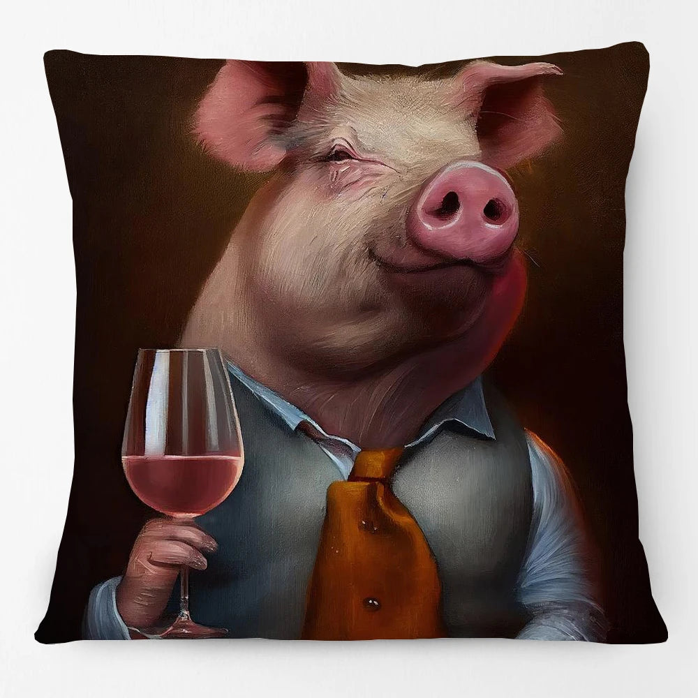 Cushion Cover Vintage Wine Bar Animal Print 45cm | Cheetah Kangaroo Donkey & More