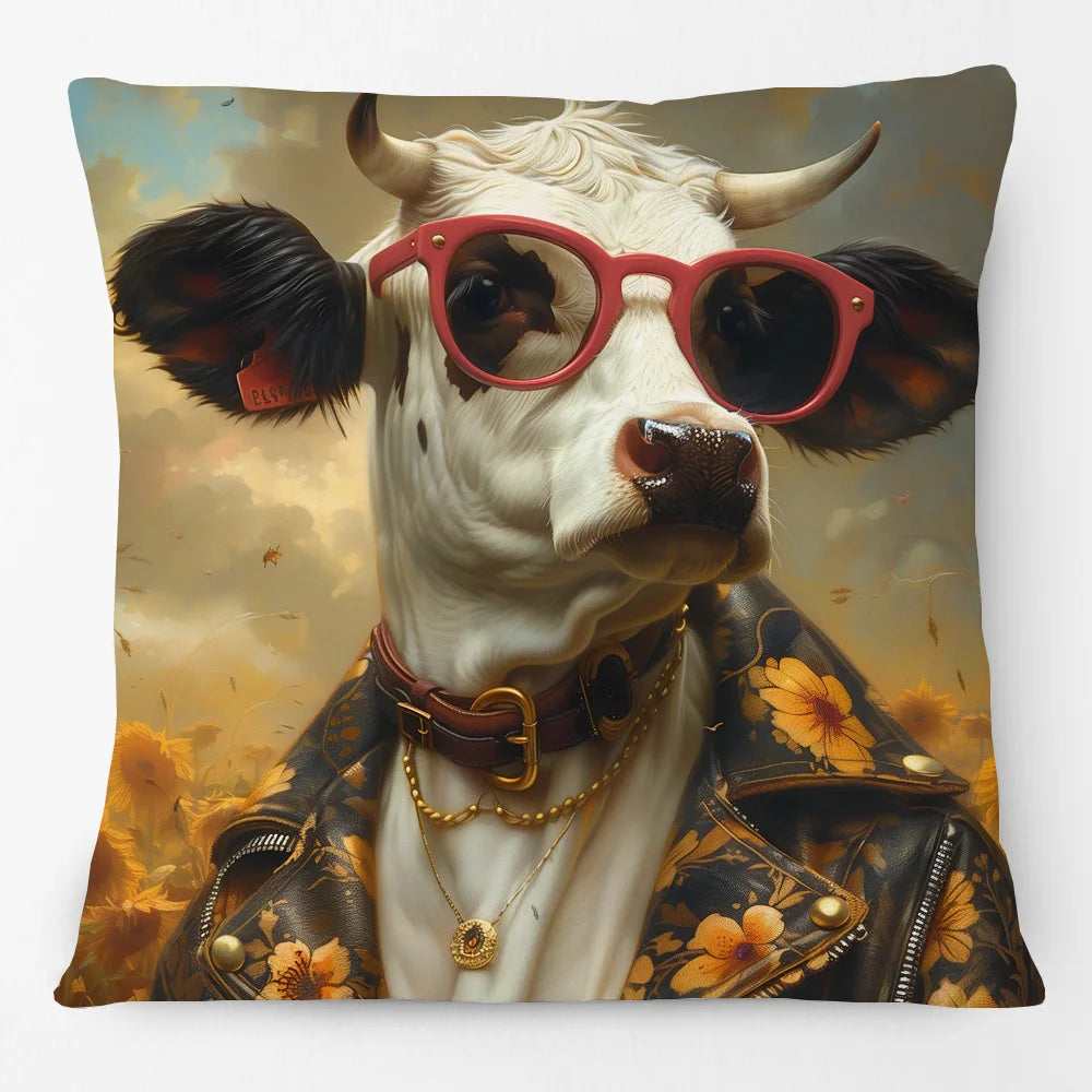Cushion Cover Funky Farm Vintage Animals | Fox Highland Cow Sheep Alpaca Goat Donkey Horse