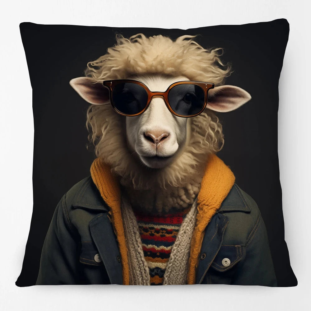 Cushion Cover Funky Farm Vintage Animals | Fox Highland Cow Sheep Alpaca Goat Donkey Horse