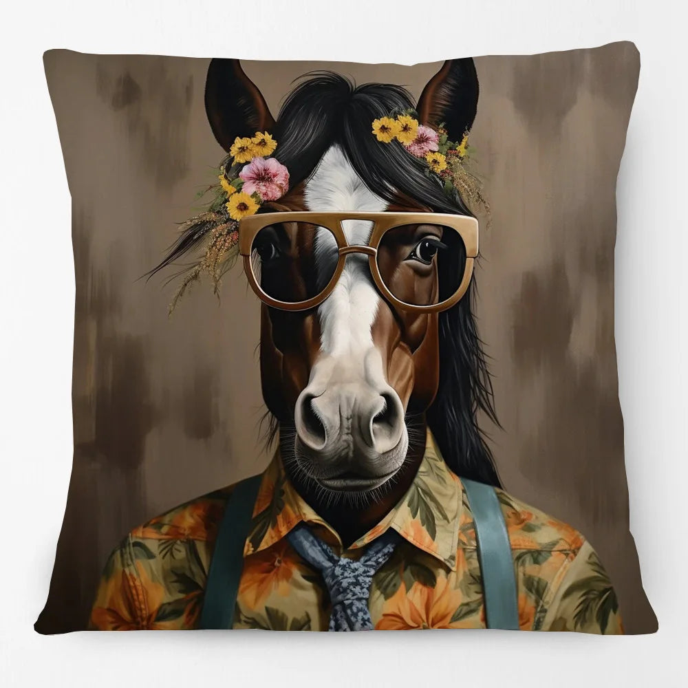 Cushion Cover Funky Farm Vintage Animals | Fox Highland Cow Sheep Alpaca Goat Donkey Horse