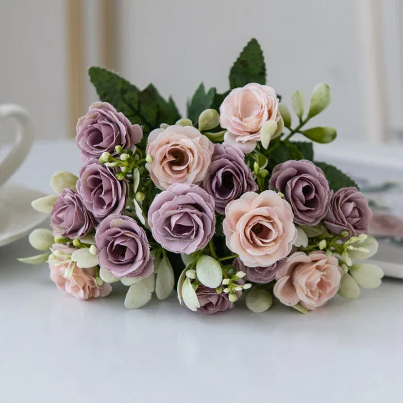 Rose 15 Bouquet Vase Decoration Artificial Flower