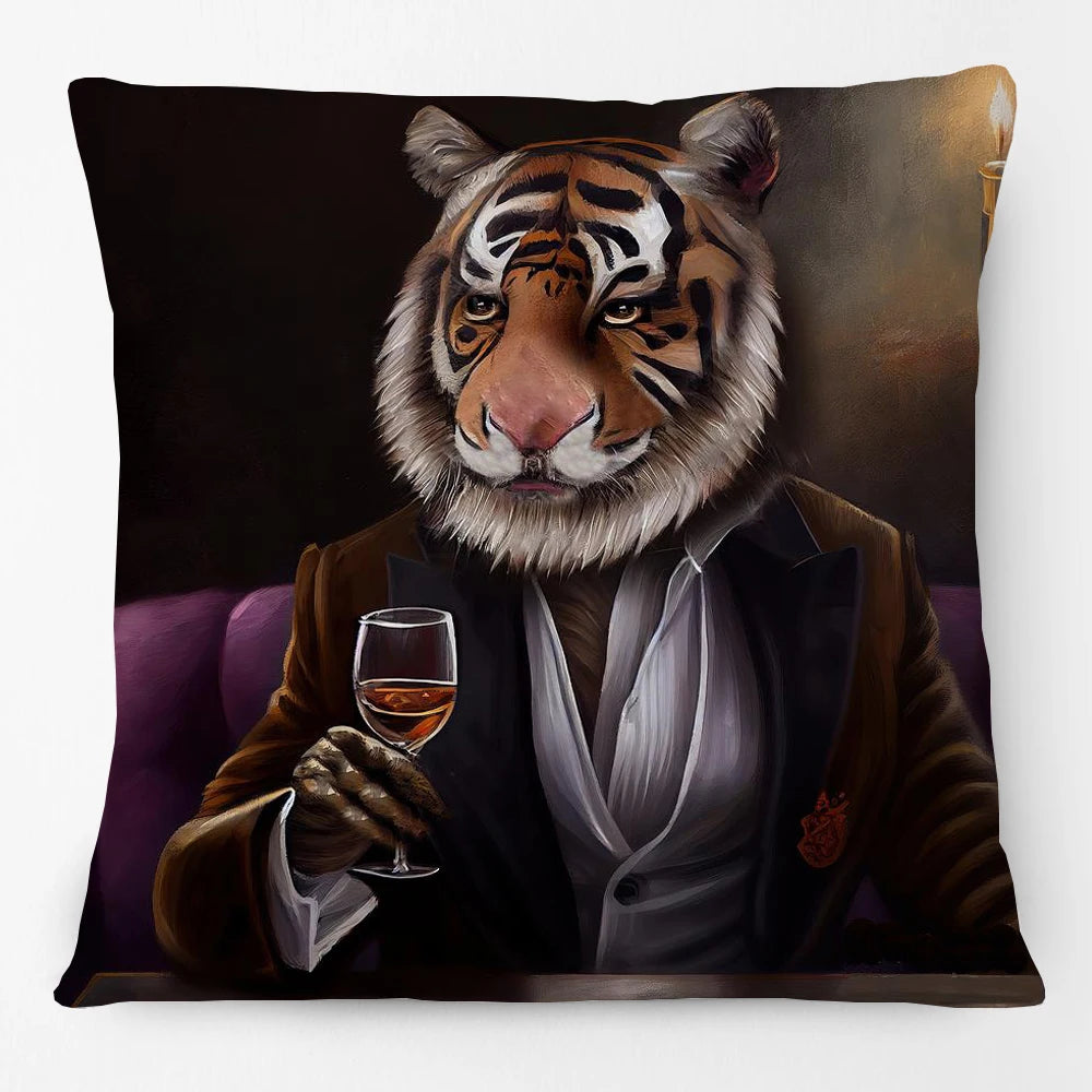 Cushion Cover Vintage Wine Bar Animal Print 45cm | Cheetah Kangaroo Donkey & More