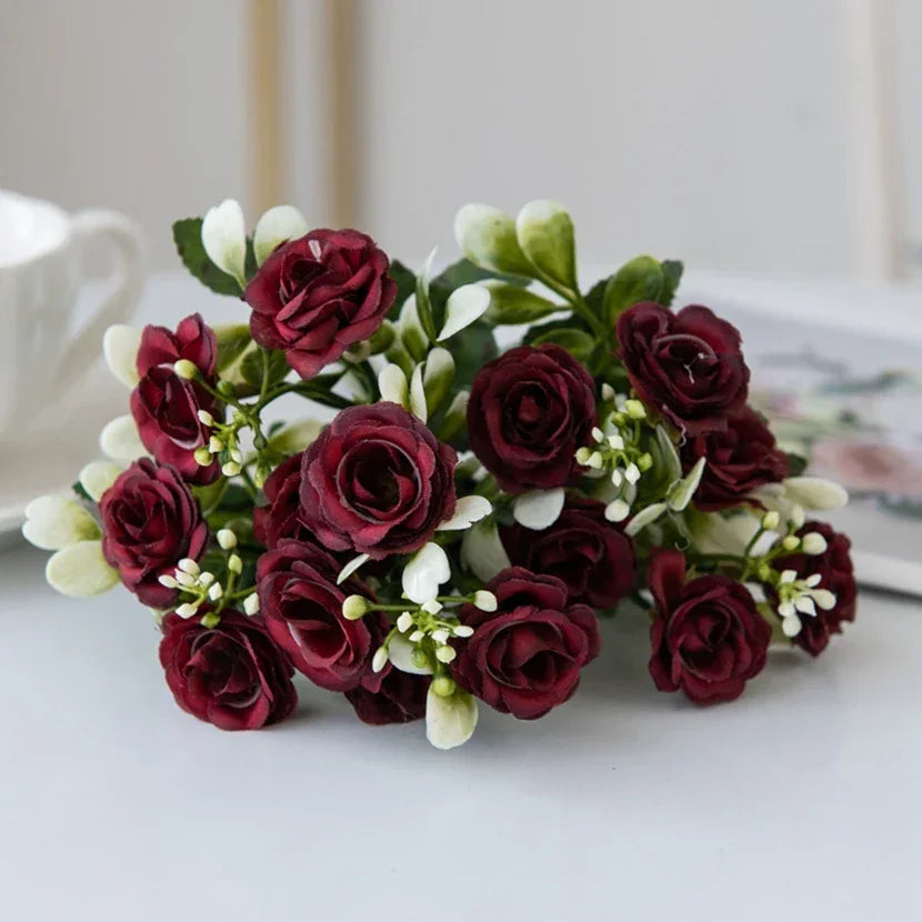 Rose 15 Bouquet Vase Decoration Artificial Flower
