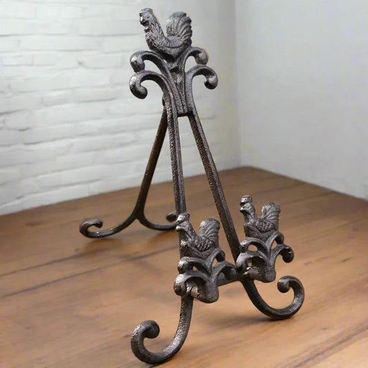 Display Stand Book Plate Easel Farmhouse Rooster Cast Iron