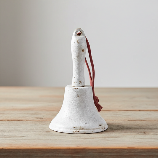 Cast Iron Hand Bell Vintage Rustic - Rustic White or Brown 12.5x7cm
