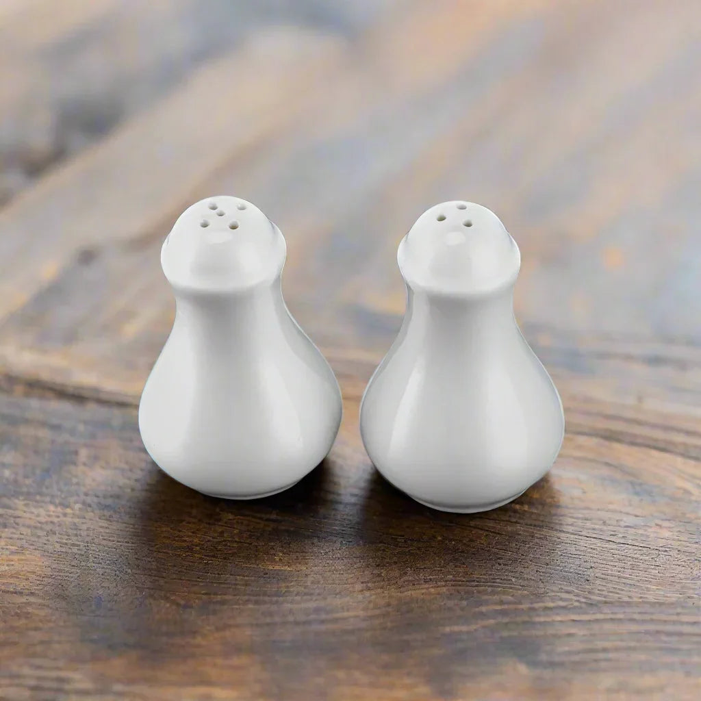 Salt & Pepper Shaker Set Classic White Ceramic - 5cm x 6.6cm/7cm