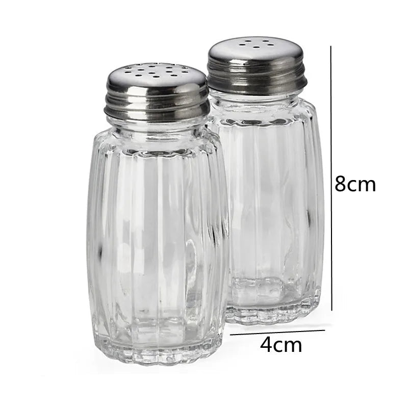Salt and Pepper Shaker Set Glass Spice Jar - 8x4cm 60g
