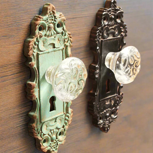Door Hook Handles Vintage Black Green Metal