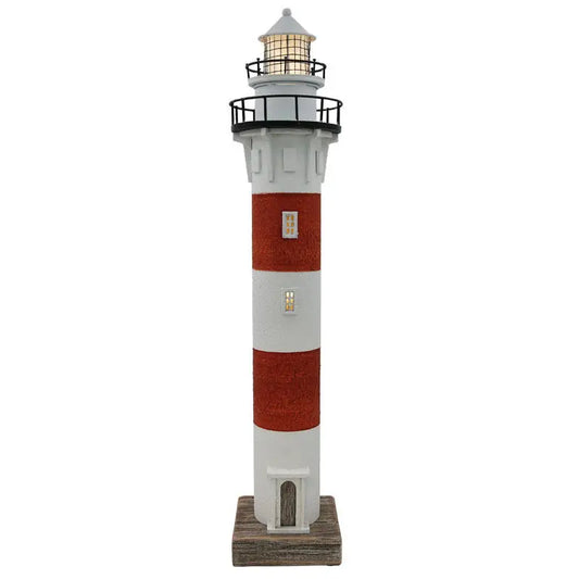 Lighthouse Night Light Vintage Red & White 50cm - LED Decor