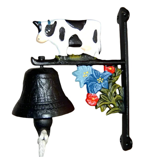 Doorbell Bell Cow Black White Country Cast Iron
